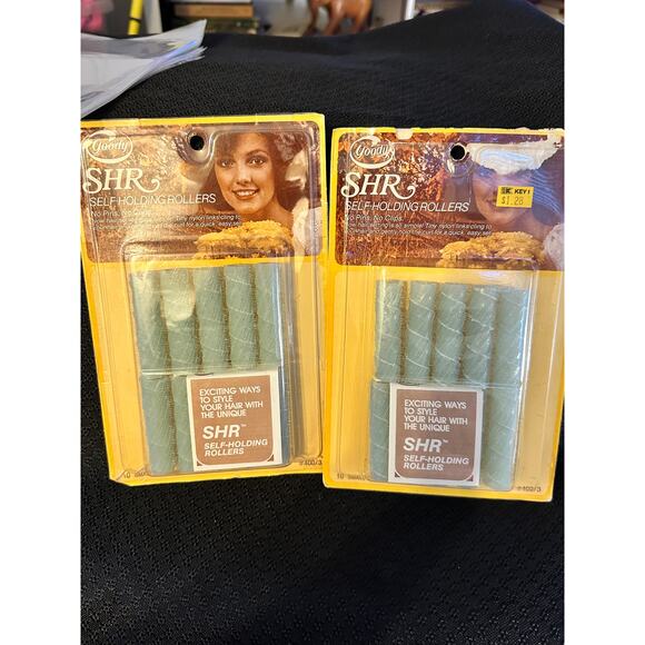 VTG NOS 1977 2x Goody Self Holding Rollers 10pk Hair Curlers USA 1/2” green - Picture 1 of 4